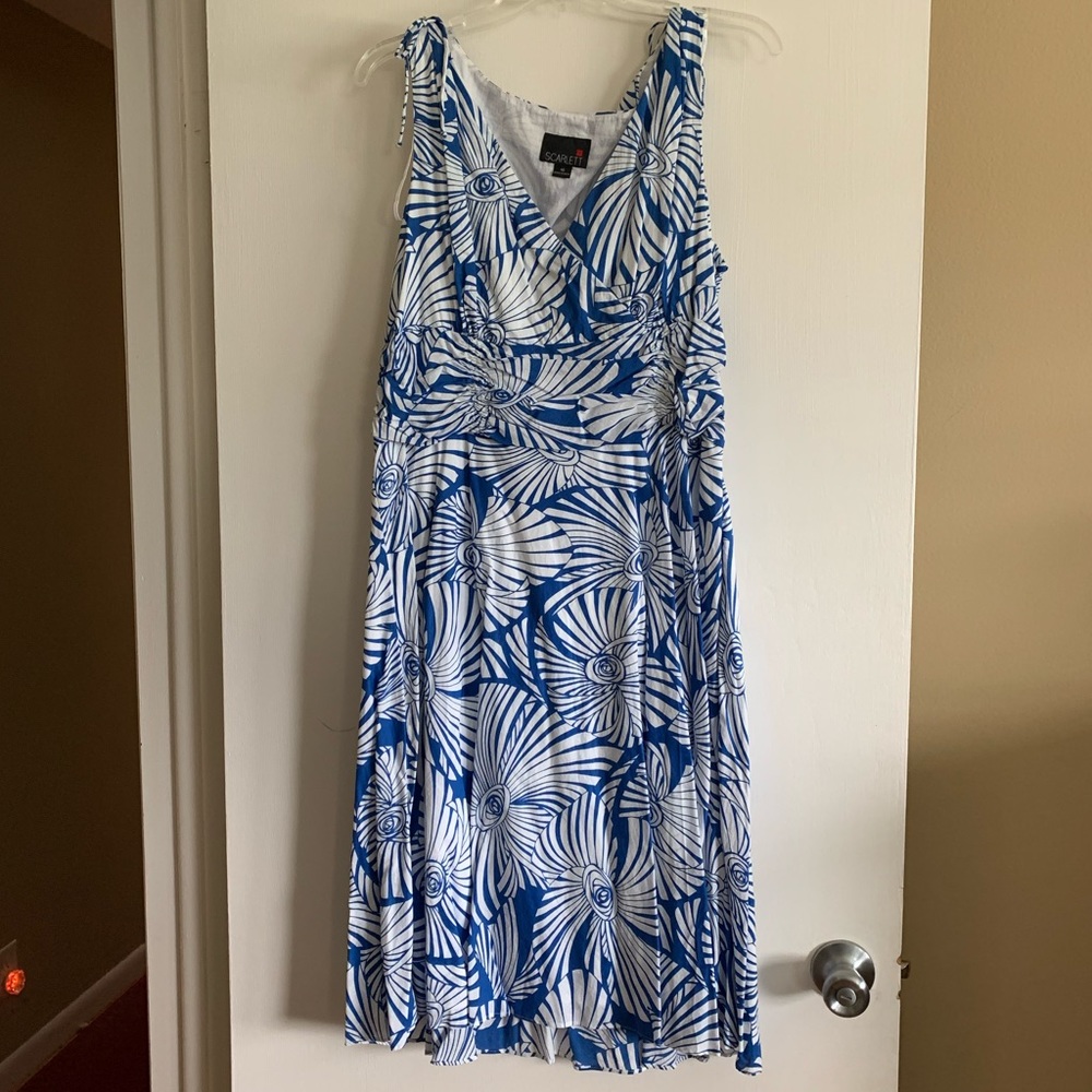 Blue and White sleeveless dress